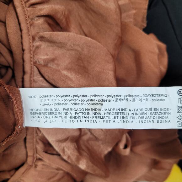 Zara Satin Ruffle Pleated Wrinkle Wide Leg Keyhole Boho Chic Jumpsuit Size Large - Picture 11 of 12